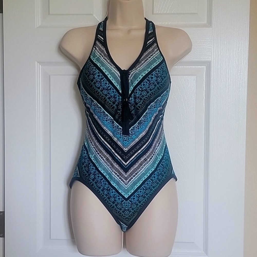 BEACH HOUSE SPORT ONE PIECE TEAL & BLACK‎ SWIMSUIT (sz 10)